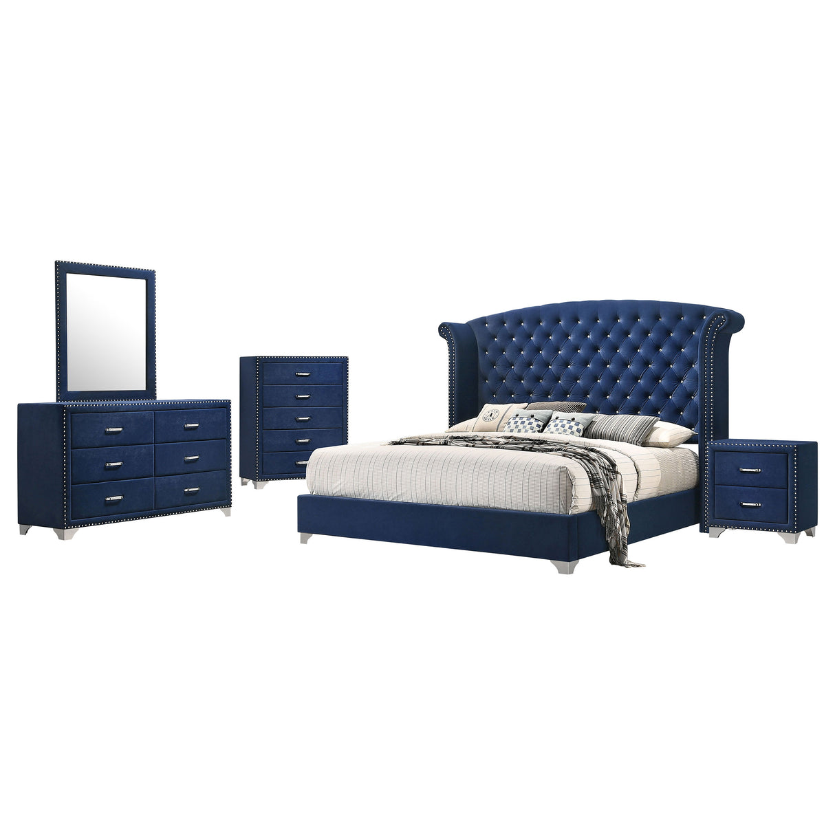 Eastern King Bed 5 Pc Set - Melody 5-piece Eastern King Bedroom Set Pacific Blue