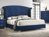 Eastern King Bed - Melody Upholstered Eastern King Wingback Bed Pacific Blue