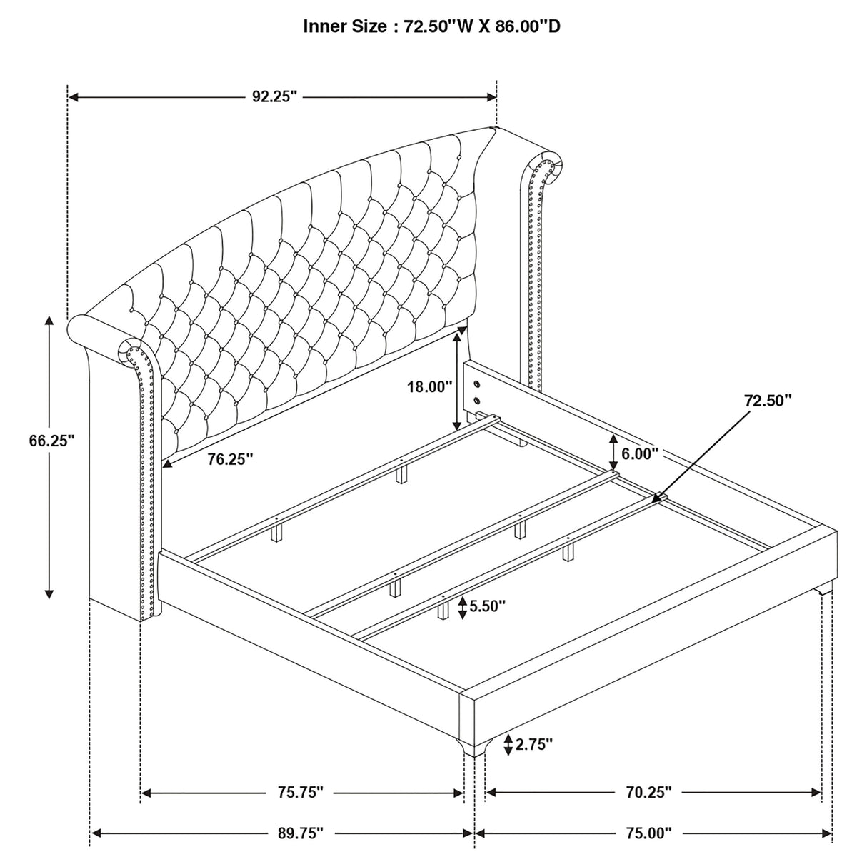 California King Bed - Melody Upholstered California King Wingback Bed Pacific Blue