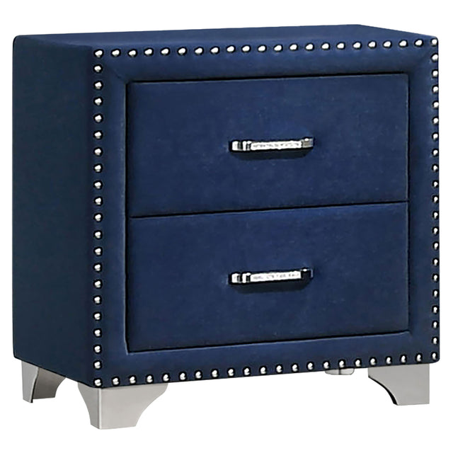 Melody Upholstered 2-drawer Nightstand Pacific Blue - Home Elegance USA