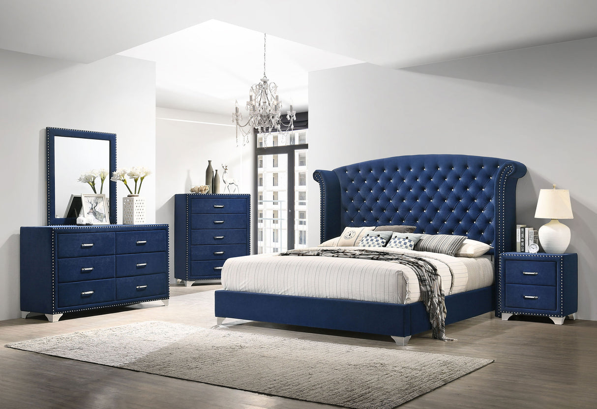 Melody Upholstered 2-drawer Nightstand Pacific Blue - Home Elegance USA