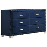 Dresser - Melody 6-drawer Upholstered Dresser Pacific Blue