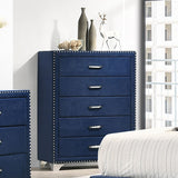 Chest - Melody 5-drawer Upholstered Chest Pacific Blue