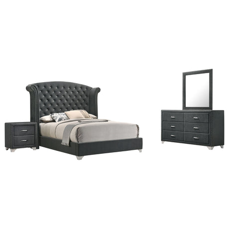 Eastern King Bed 4 Pc Set - Melody 4-piece Eastern King Bedroom Set Grey