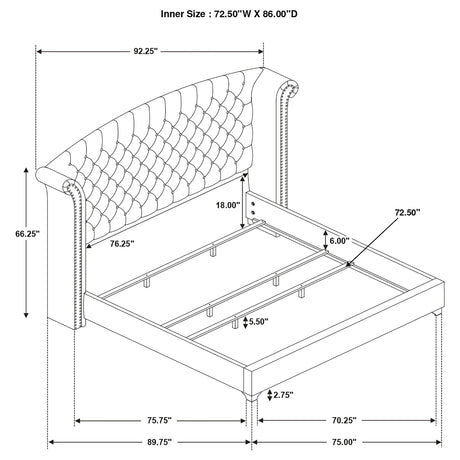 California King Bed - Melody Upholstered California King Wingback Bed Grey