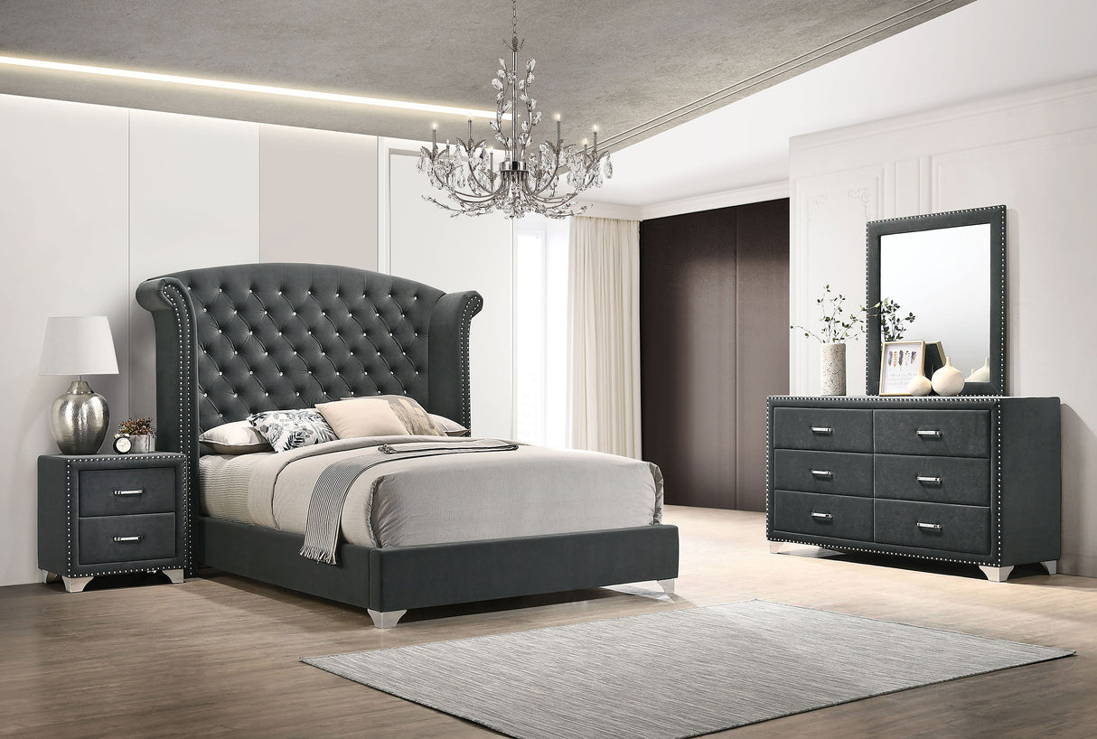 Queen Bed 4 Pc Set - Melody 4-piece Queen Bedroom Set Grey