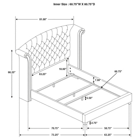 Queen Bed - Melody Upholstered Queen Wingback Bed Grey