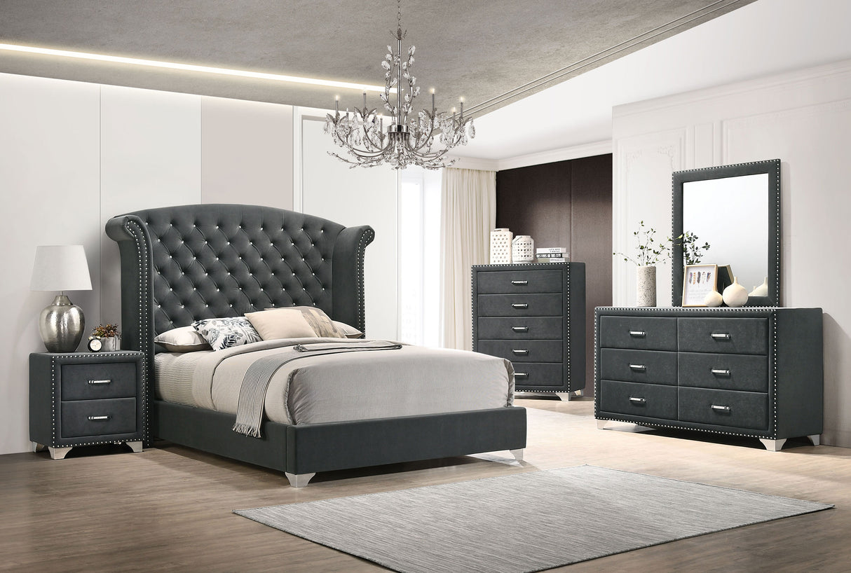 Melody Upholstered 2-drawer Nightstand Grey - Home Elegance USA