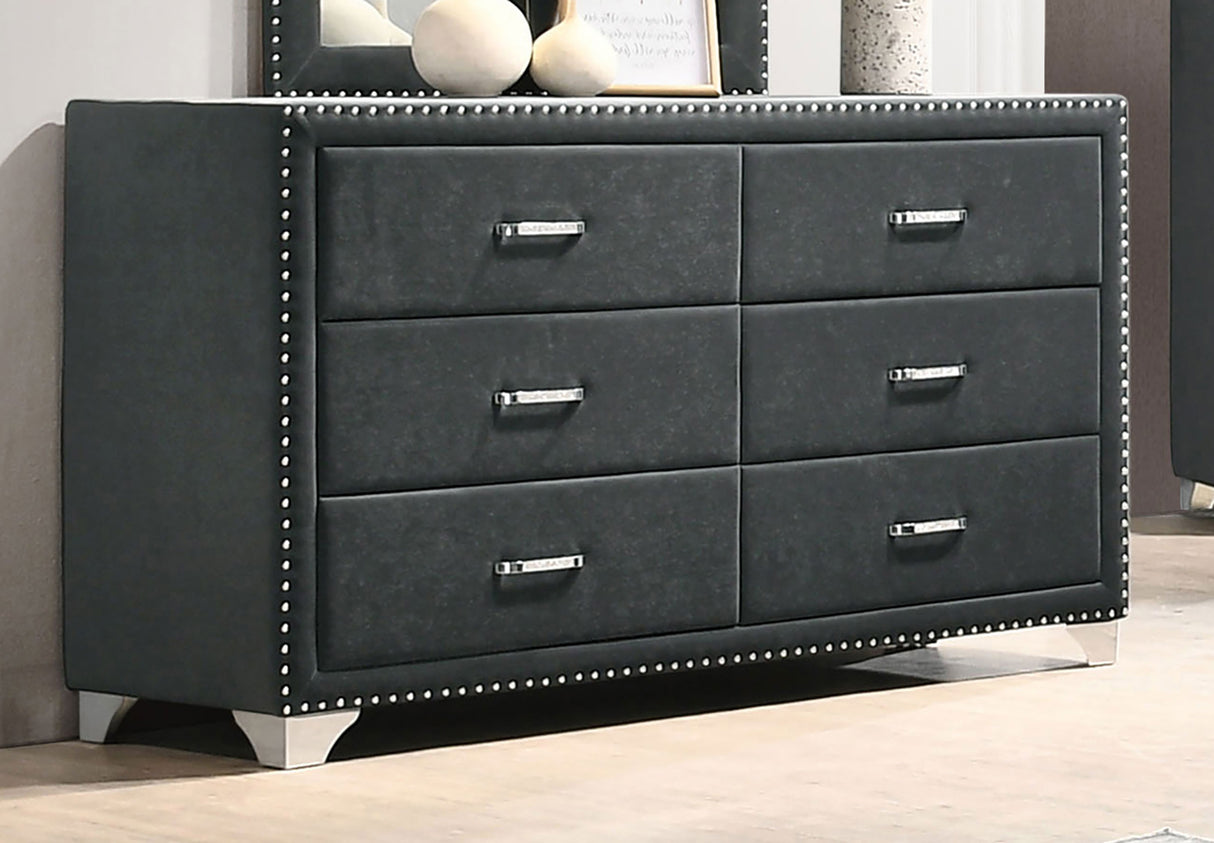 Dresser - Melody 6-drawer Upholstered Dresser Grey