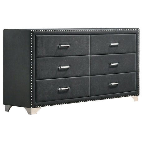 Dresser - Melody 6-drawer Upholstered Dresser Grey