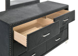 Dresser - Melody 6-drawer Upholstered Dresser Grey