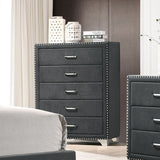 Chest - Melody 5-drawer Upholstered Chest Grey