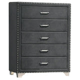 Chest - Melody 5-drawer Upholstered Chest Grey