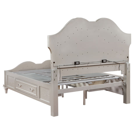 Queen Storage Bed - Evangeline Wood Queen LED Storage Panel Bed Silver Oak