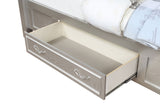 Queen Storage Bed - Evangeline Wood Queen LED Storage Panel Bed Silver Oak