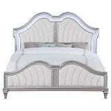 Eastern King Bed - Evangeline Wood Eastern King LED Panel Bed Silver Oak