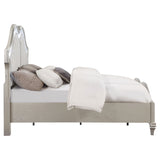 Queen Bed - Evangeline Wood Queen LED Panel Bed Silver Oak