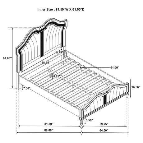 Queen Bed - Evangeline Wood Queen LED Panel Bed Silver Oak