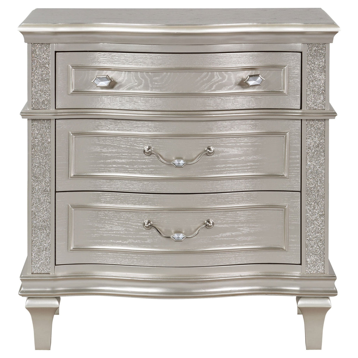 Nightstand - Evangeline 3-drawer Nightstand Silver Oak