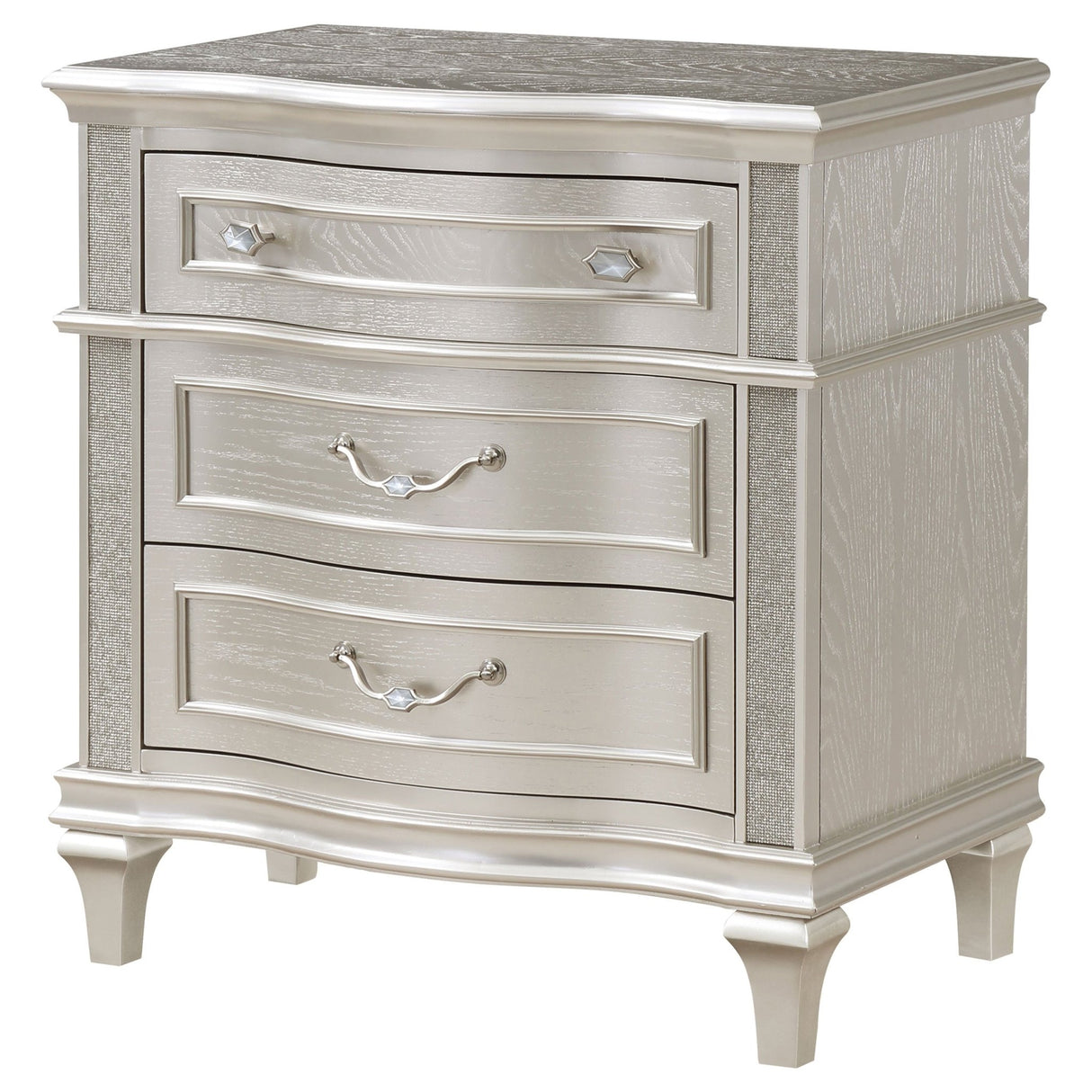 Nightstand - Evangeline 3-drawer Nightstand Silver Oak