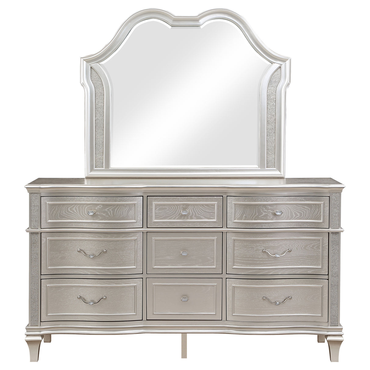 Dresser With Mirror - Evangeline 9-drawer Dresser with Mirror Silver Oak