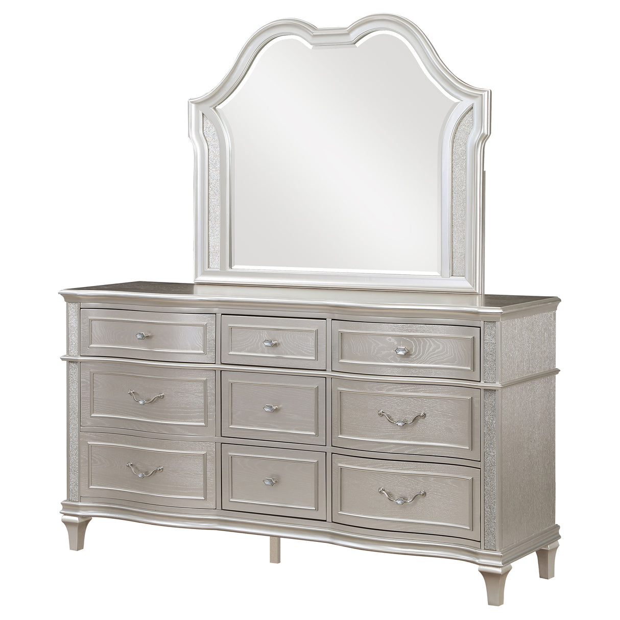 Dresser With Mirror - Evangeline 9-drawer Dresser with Mirror Silver Oak