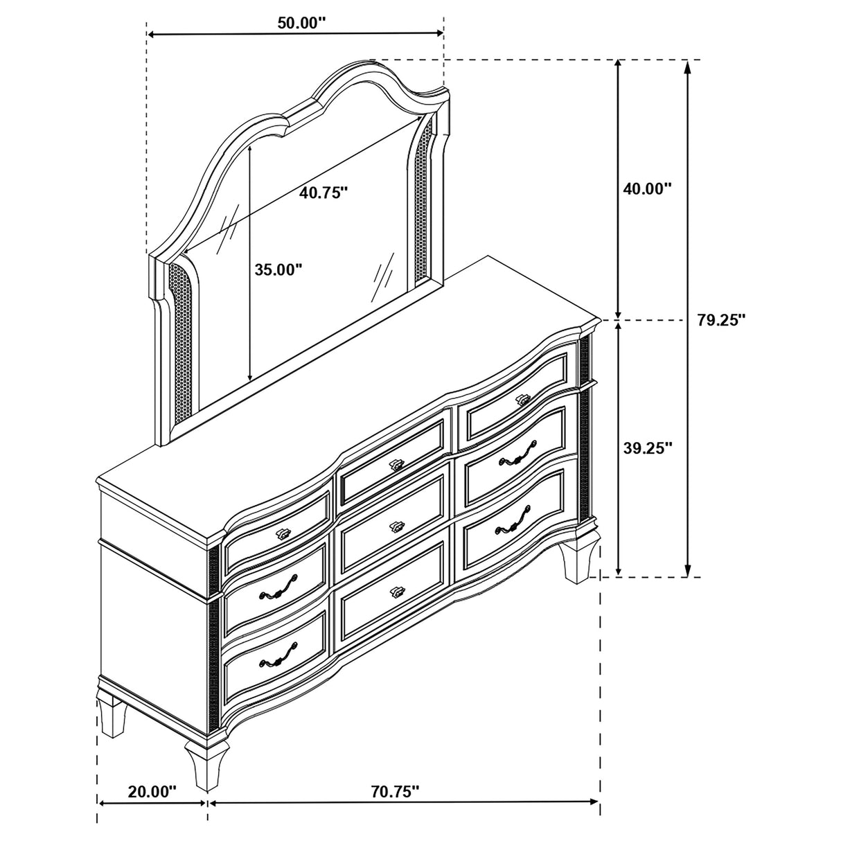 Dresser With Mirror - Evangeline 9-drawer Dresser with Mirror Silver Oak