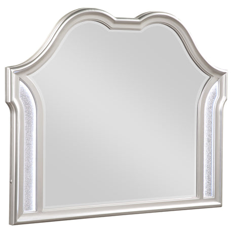 Dresser Mirror - Evangeline Camel Top Dresser Mirror Silver Oak