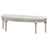 Bench - Evangeline Upholstered Demilune Bench Ivory and Silver Oak
