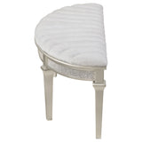 Bench - Evangeline Upholstered Demilune Bench Ivory and Silver Oak