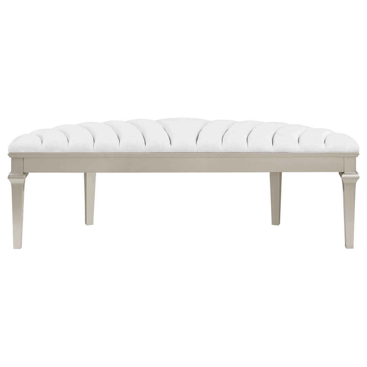 Bench - Evangeline Upholstered Demilune Bench Ivory and Silver Oak