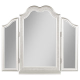 Vanity Set With Stool - Evangeline 3-piece Vanity Table Set with Tri-Fold Mirror and Stool Silver Oak