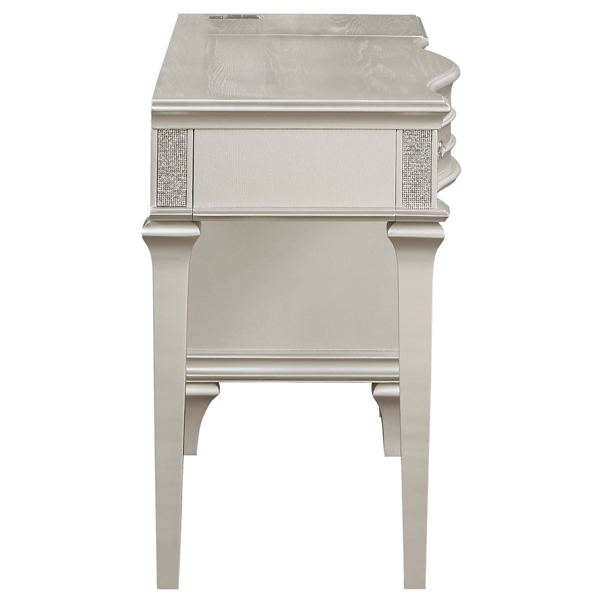 Vanity Table - Evangeline 4-drawer Vanity Table with Faux Diamond Trim Silver and Ivory