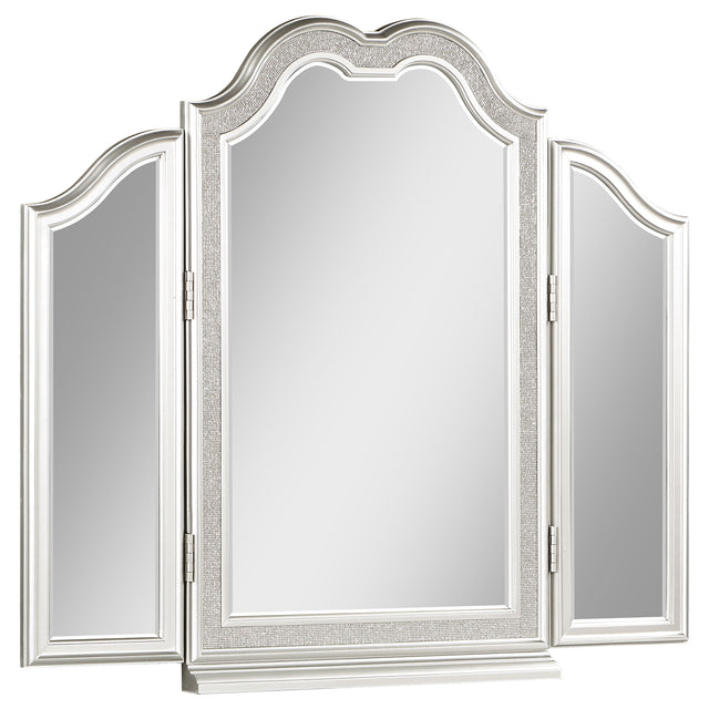 Vanity Mirror - Evangeline Vanity Mirror with Faux Diamond Trim Silver