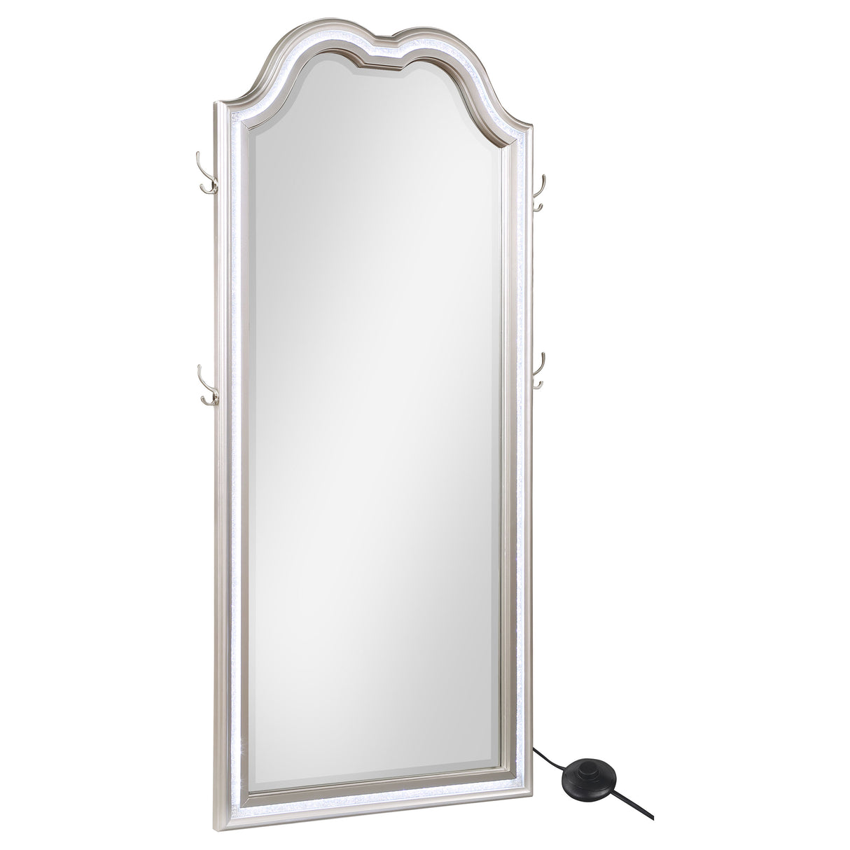 Floor Mirror - Evangeline Full Length LED Floor Mirror Silver Oak