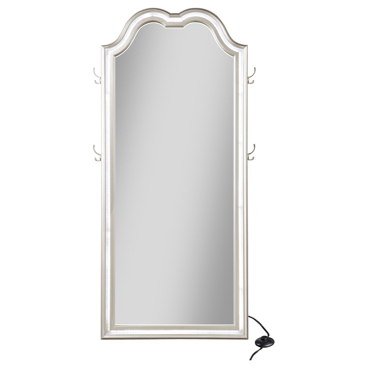 Floor Mirror - Evangeline Full Length LED Floor Mirror Silver Oak