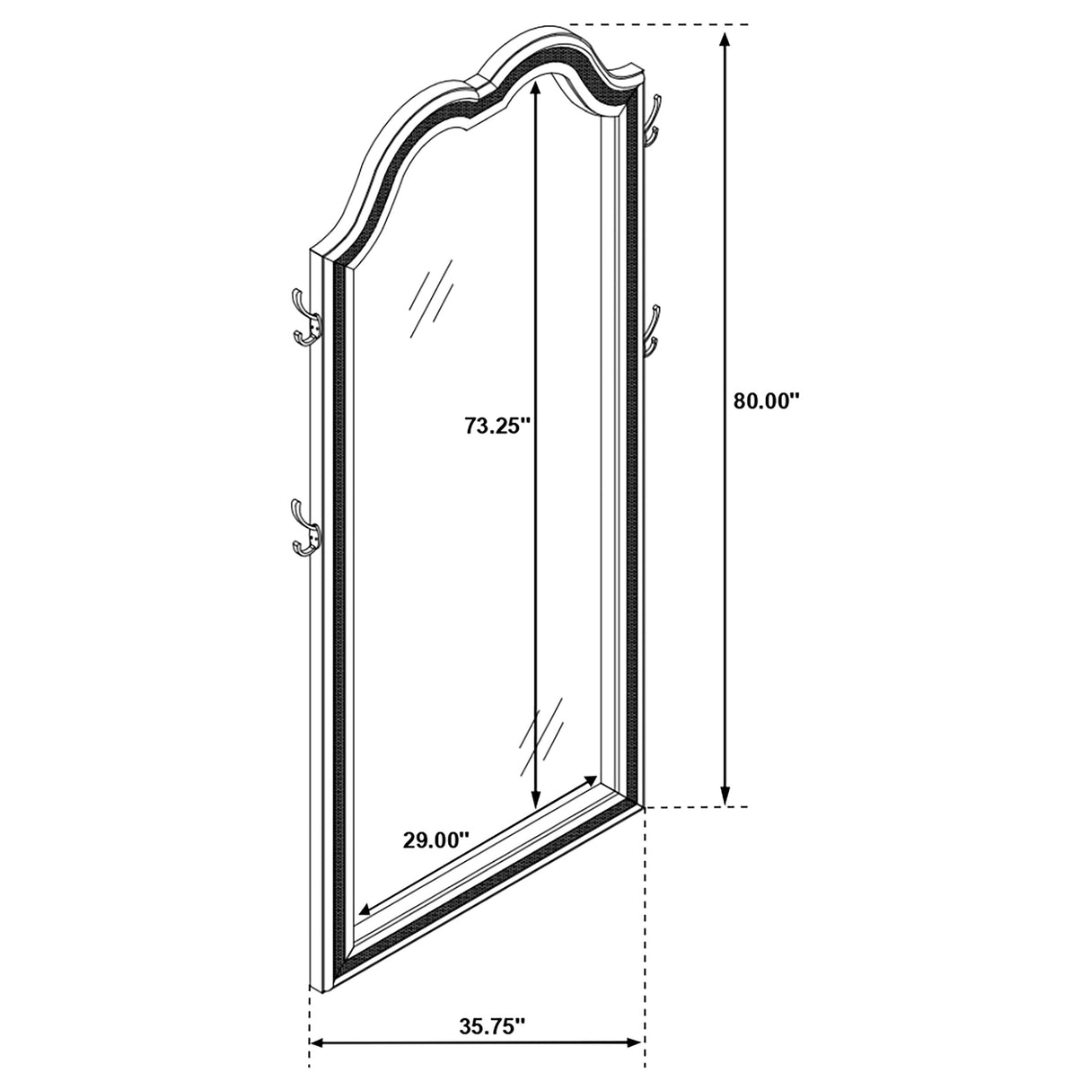 Floor Mirror - Evangeline Full Length LED Floor Mirror Silver Oak