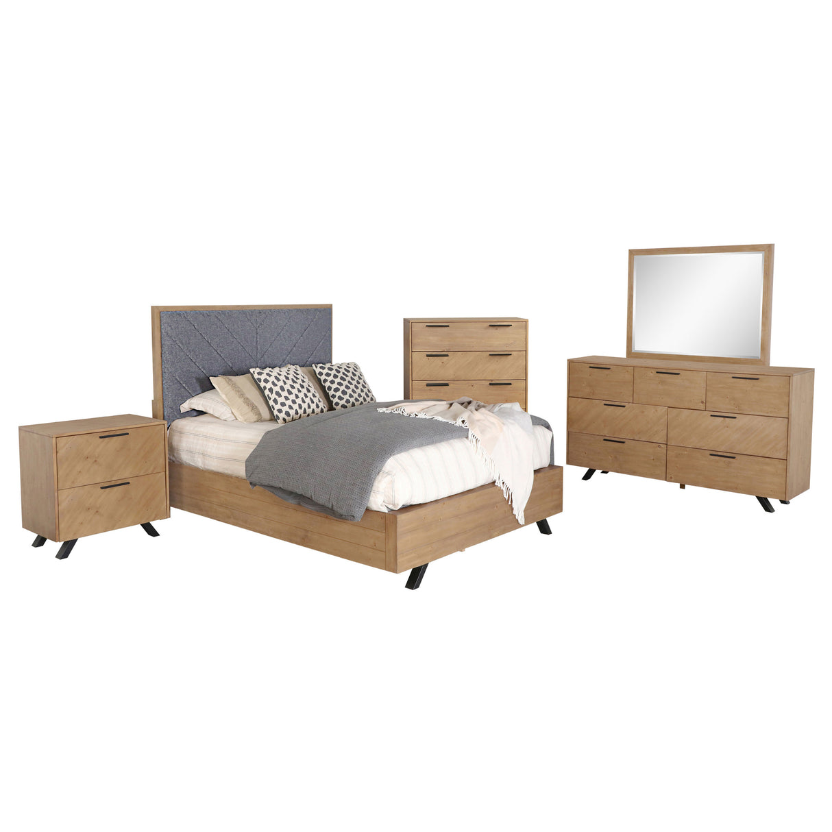 Eastern King Bed 5 Pc Set - Taylor 5-piece Eastern King Bedroom Set Light Honey Brown