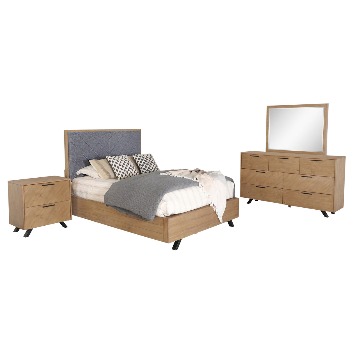 Queen Bed 4 Pc Set - Taylor 4-piece Queen Bedroom Set Light Honey Brown