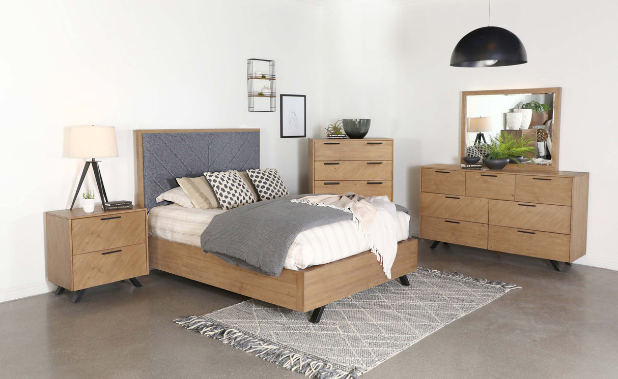 Queen Bed - Taylor Wood Queen Panel Bed Light Honey Brown