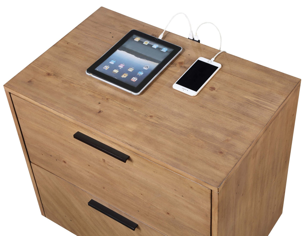 Nightstand - Taylor 2-drawer Rectangular Nightstand with Dual USB Ports Light Honey Brown