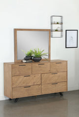 Dresser With Mirror - Taylor 7-drawer Rectangular Dresser with Mirror Light Honey Brown