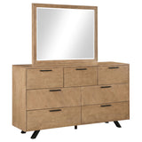 Dresser With Mirror - Taylor 7-drawer Rectangular Dresser with Mirror Light Honey Brown