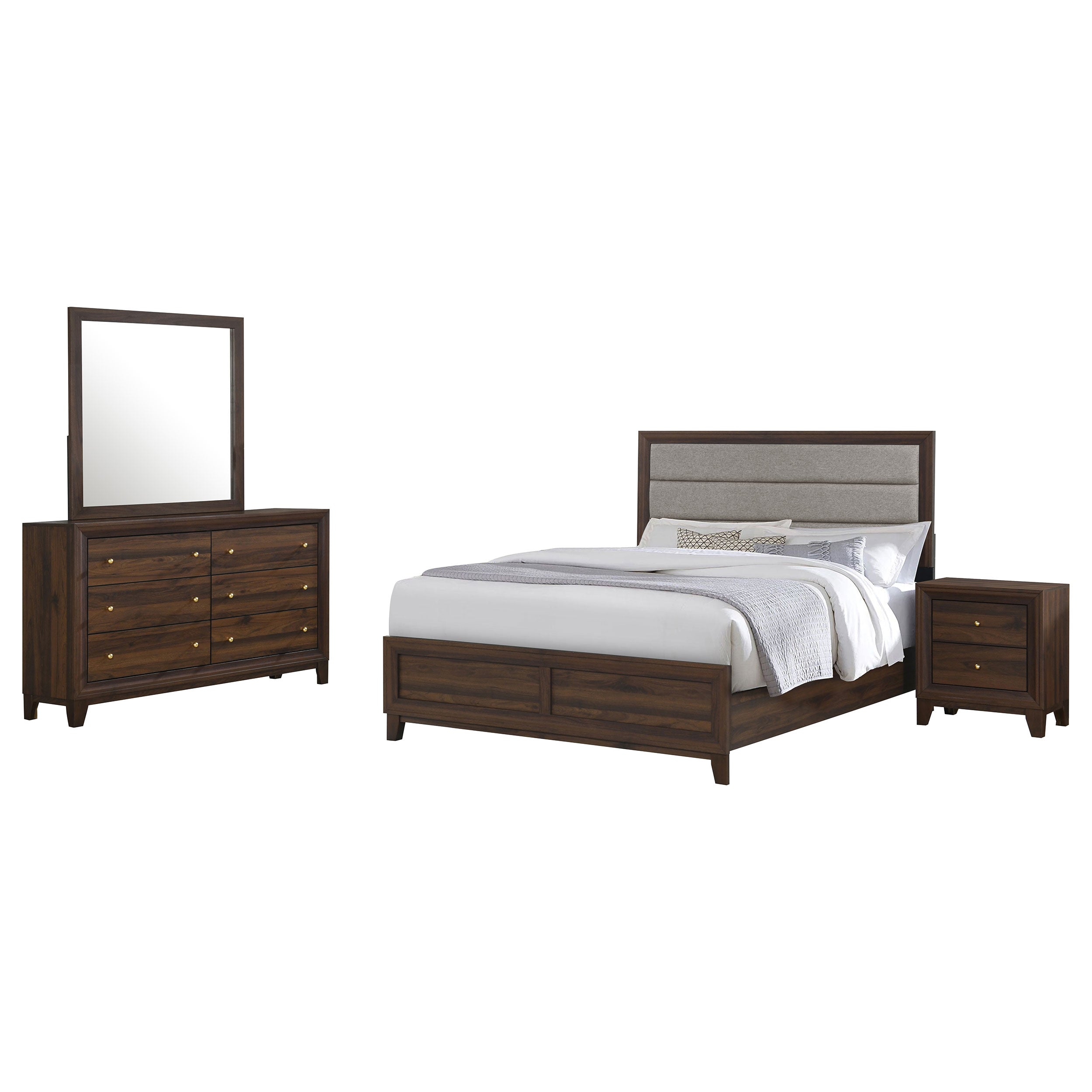 ★☆ KING’S NIGHT DREAM WESTERN & EASTERN Shop Wright 4-piece Eastern King Bedroom Set Brown Oak at