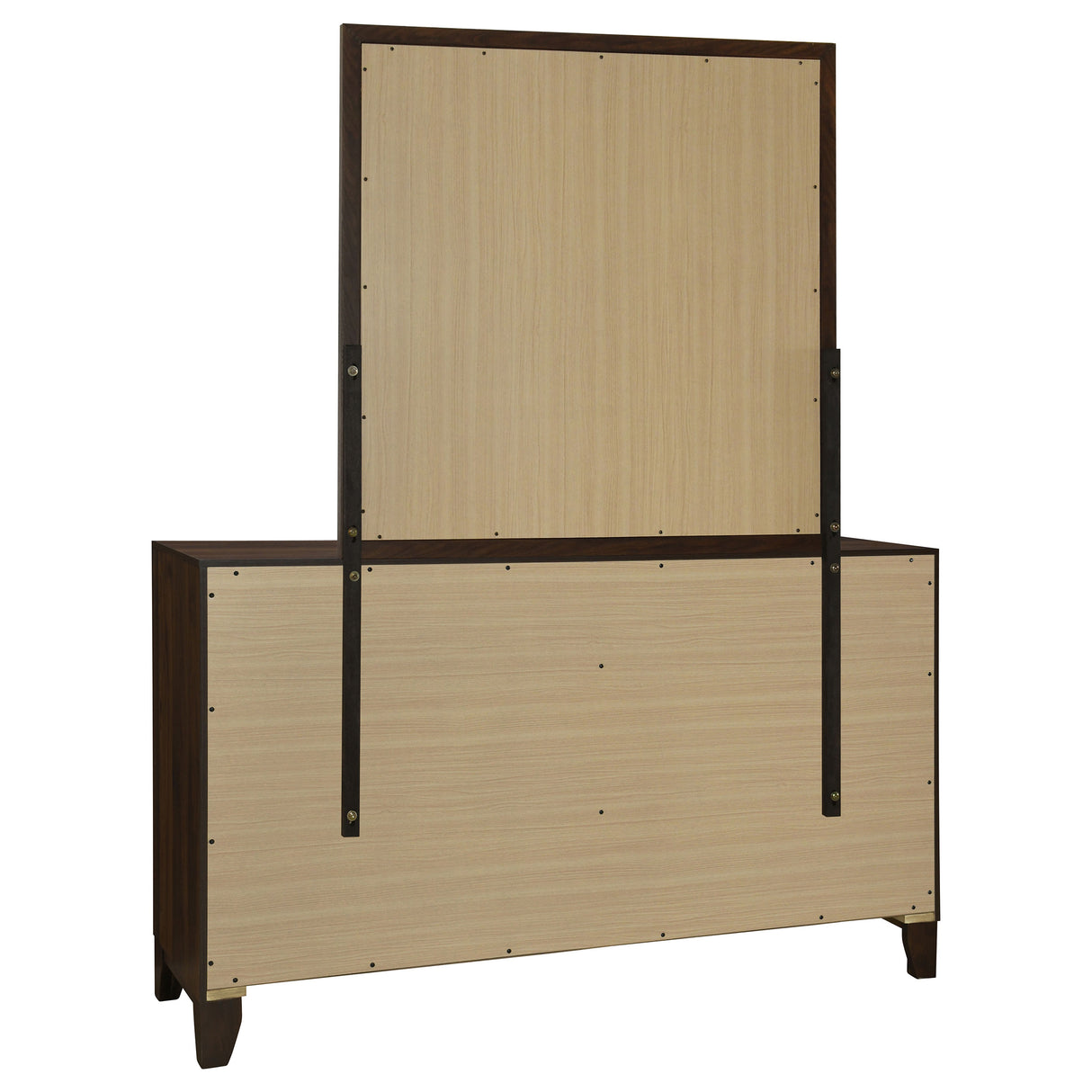 Welsley 6-drawer Dresser and Mirror Walnut - Home Elegance USA