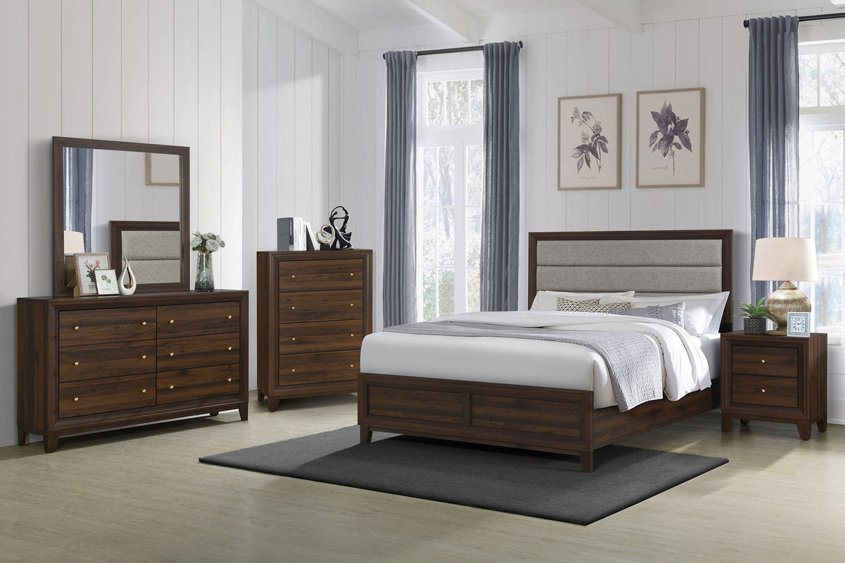 Welsley 6-drawer Dresser and Mirror Walnut - Home Elegance USA