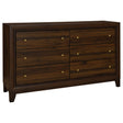 Welsley 6-drawer Dresser Cabinet Walnut - Home Elegance USA