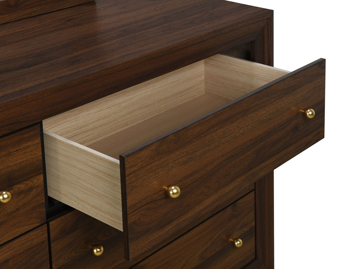 Welsley 6-drawer Dresser Cabinet Walnut - Home Elegance USA