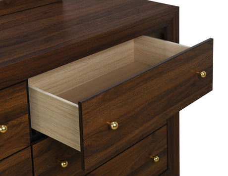 Welsley 6-drawer Dresser Cabinet Walnut - Home Elegance USA