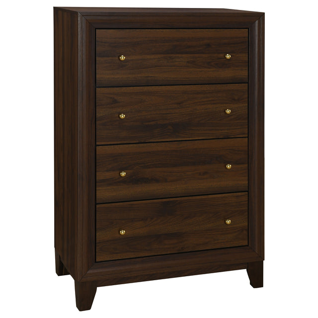 Welsley 4-drawer Chest of Drawers Walnut - Home Elegance USA
